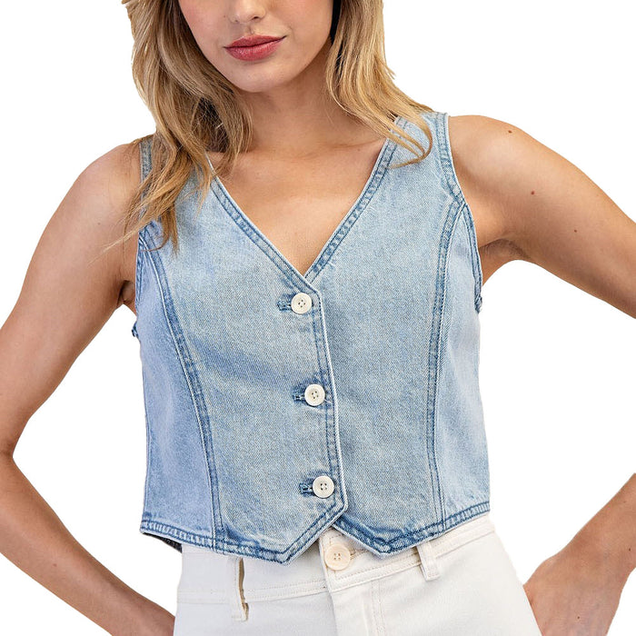 Ee Some Women's Denim Sleeveless Vest Top