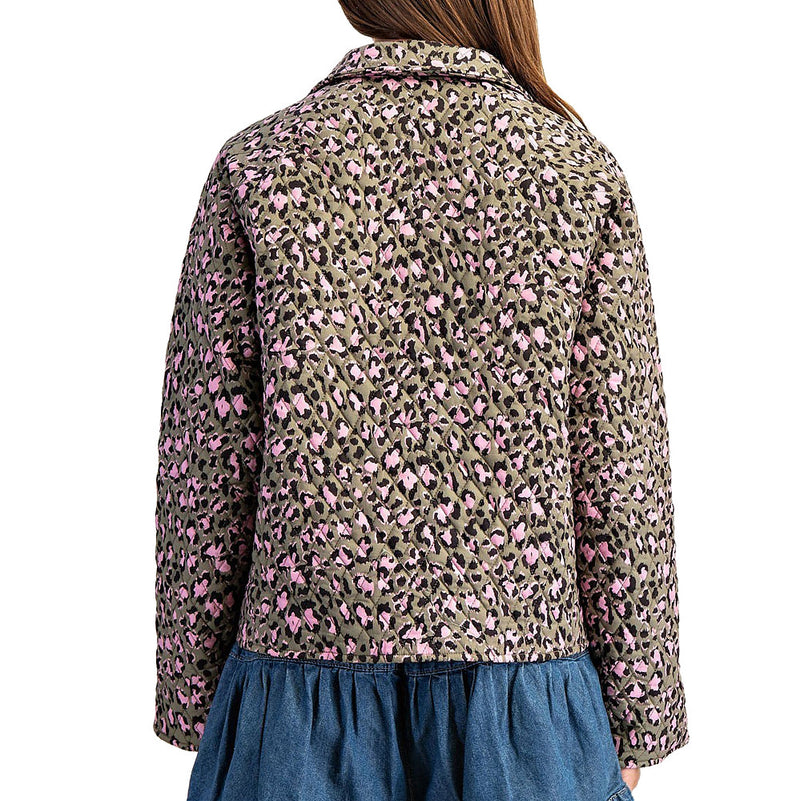 Ee Some Women's Dry Herb Leopard Print Tie Front Jacket
