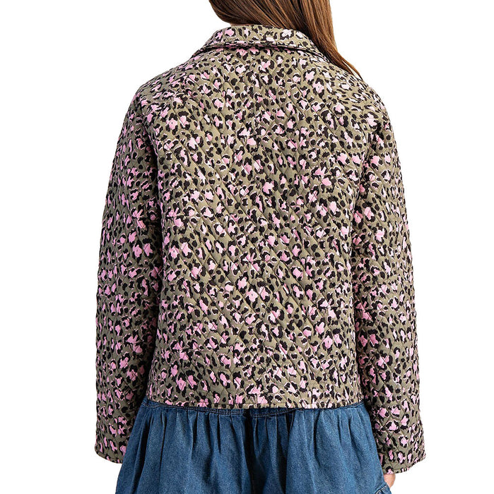 Ee Some Women's Dry Herb Leopard Print Tie Front Jacket