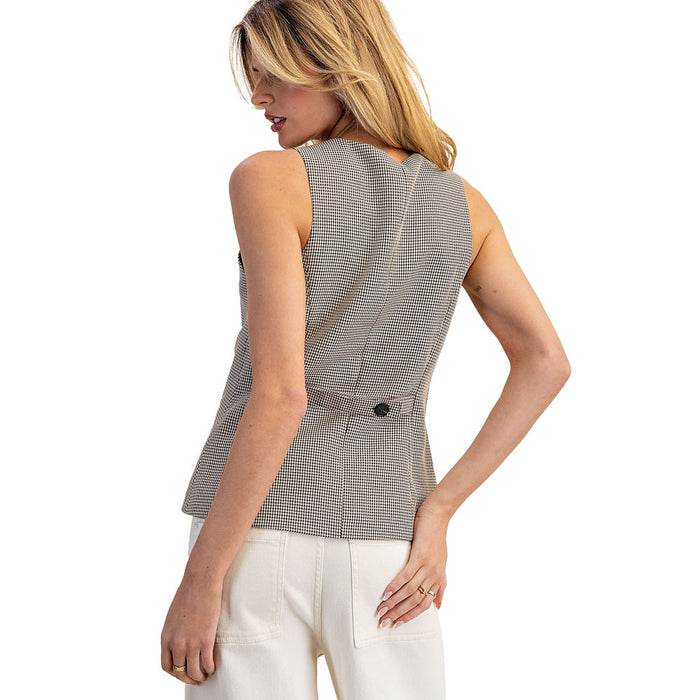 Ee Some Women's Classic Brown Houndstooth Vest