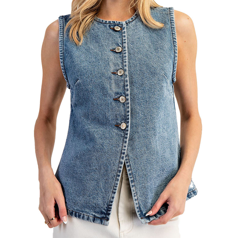 Ee Some Women's Denim Vest Top