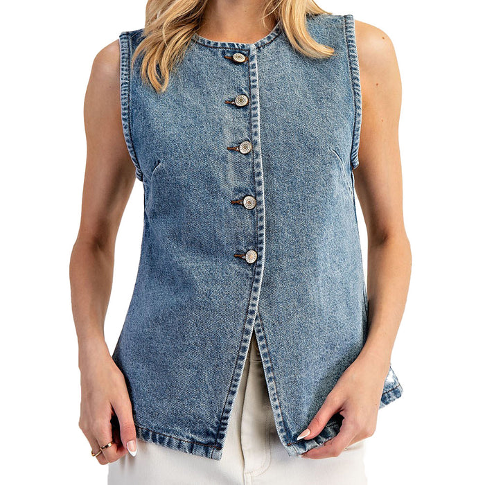 Ee Some Women's Denim Vest Top