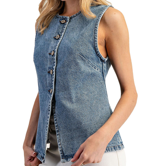 Ee Some Women's Denim Vest Top