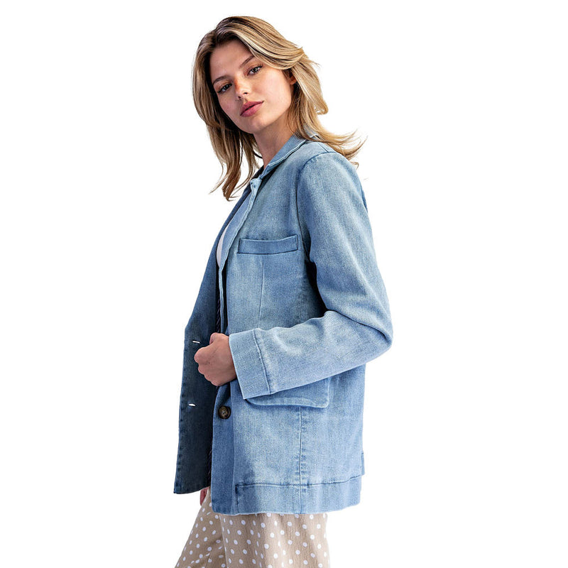 Ee Some Women's Denim Mineral Wash Blazer
