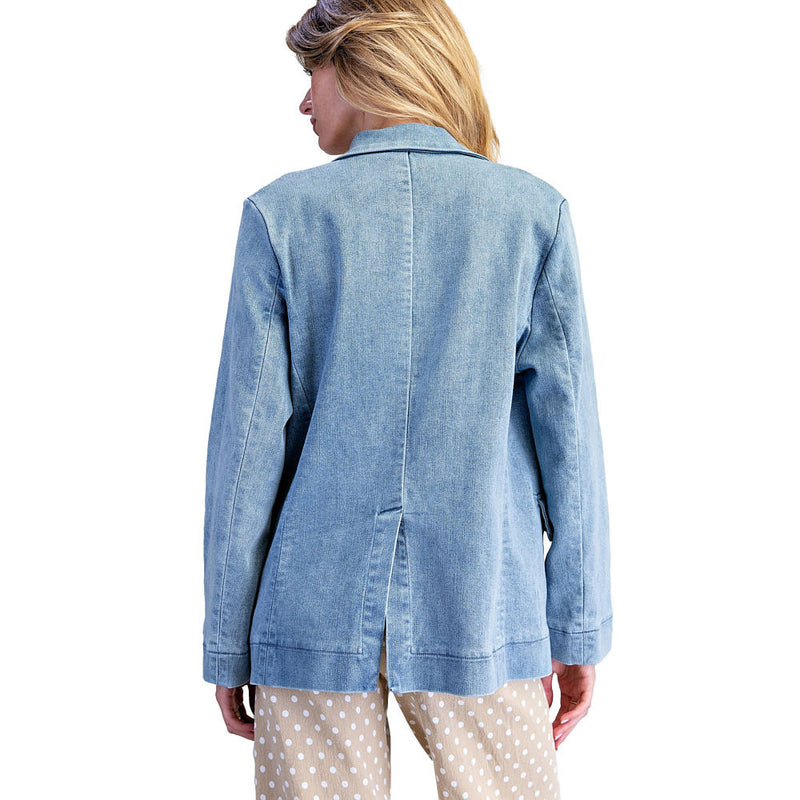 Ee Some Women's Denim Mineral Wash Blazer