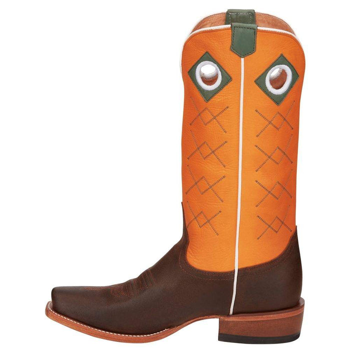 Justin Boots Mens Billet Brown 13in Sunrise Orange Cowhide Top Boot