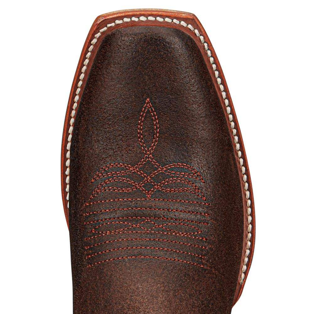 Justin Boots Mens Billet Brown 13in Sunrise Orange Cowhide Top Boot