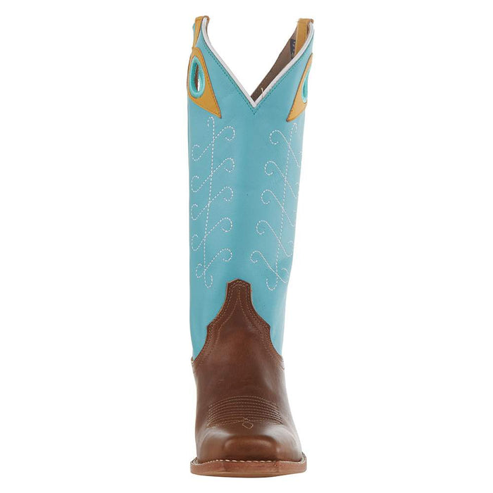 Justin Boots Women's Hattie Saddle Tan 13` Turquoise Square Toe Boot