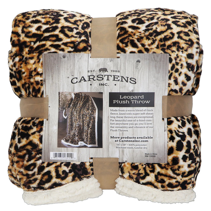 Carstens Leopard Plush Sherpa Large Throw Blanket