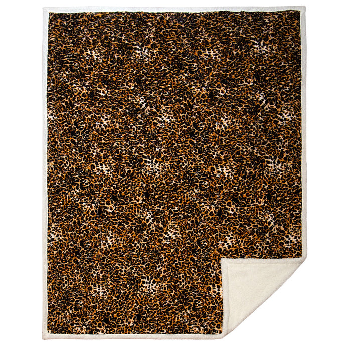 Carstens Leopard Plush Sherpa Large Throw Blanket