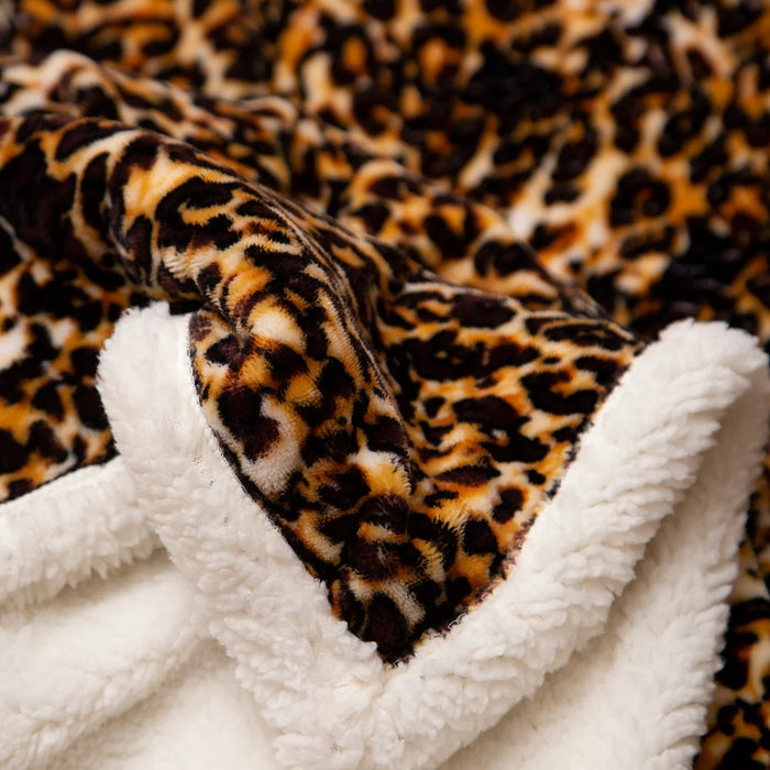 Carstens Leopard Plush Sherpa Large Throw Blanket