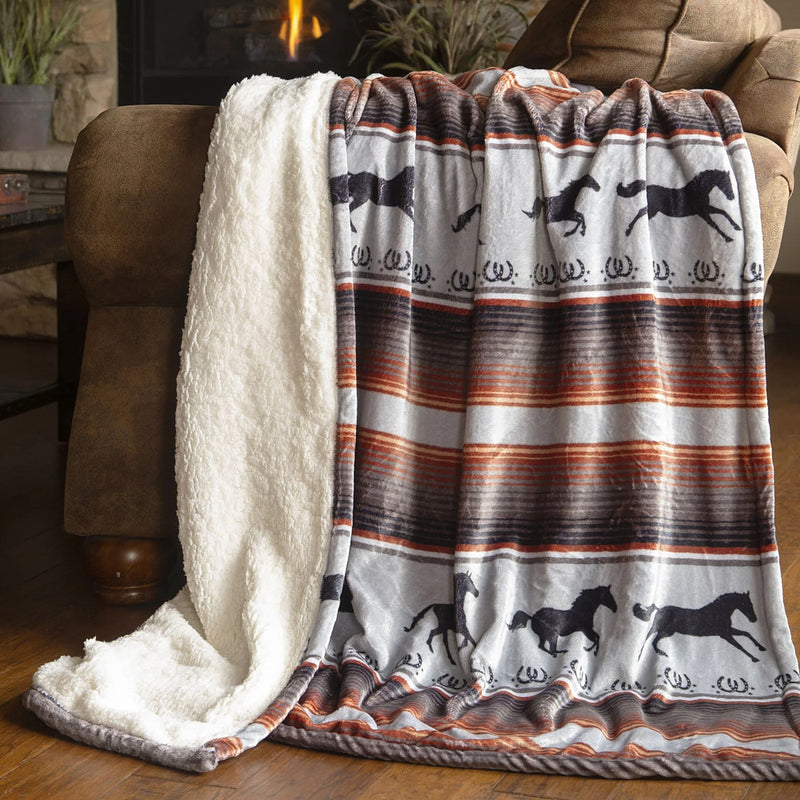 Carstens Running on the Range Fleece Sherpa Throw