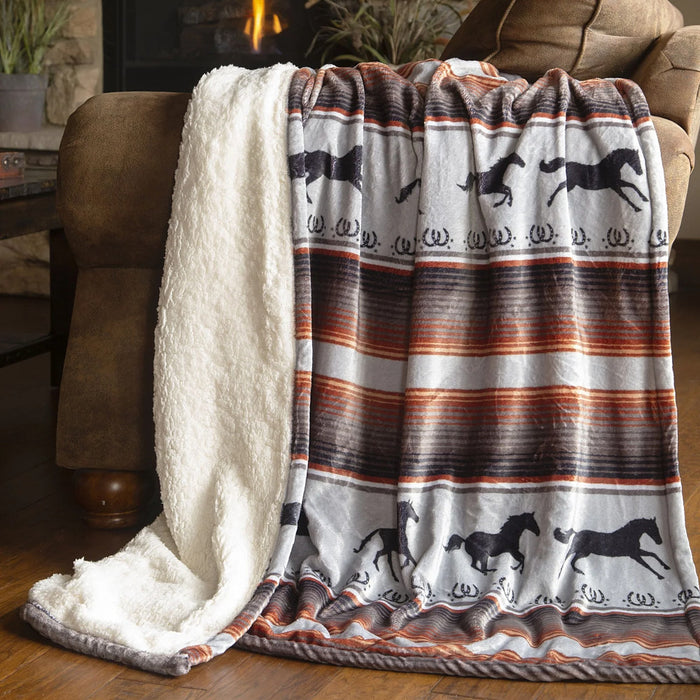 Carstens Running on the Range Fleece Sherpa Throw