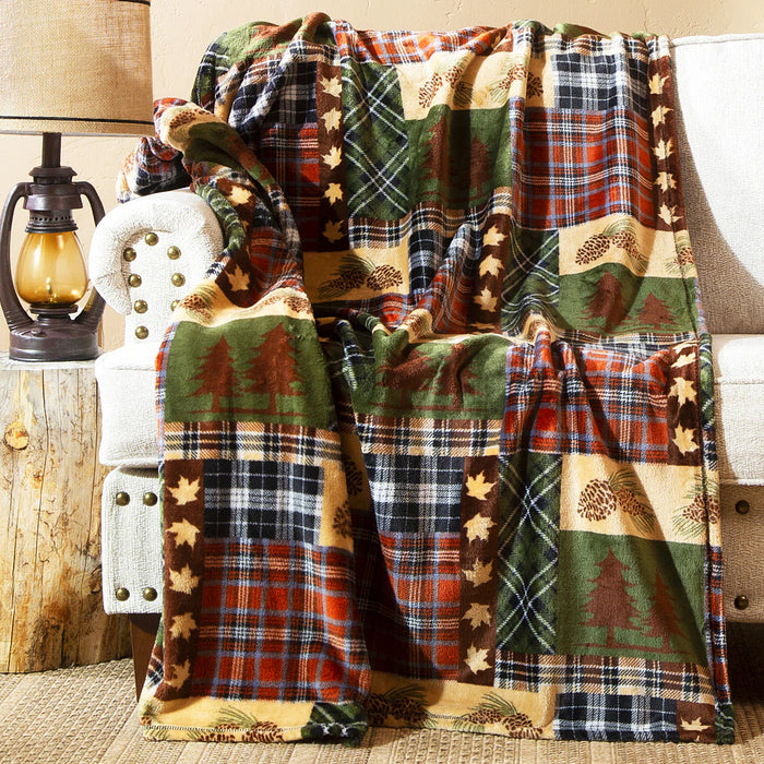 Carstens Rustic Plaid Light Plush Throw