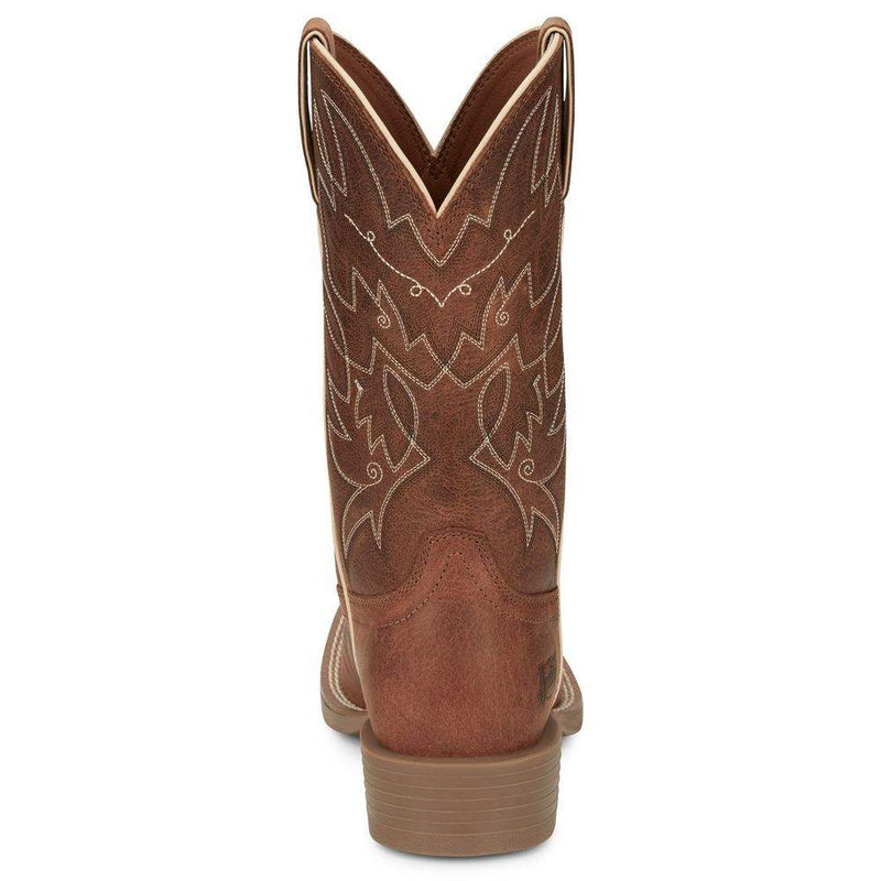 Justin Boot Company Women's Stampede Halter Roasted Cognac 11 In Top Square Toe Cowgirl Boot