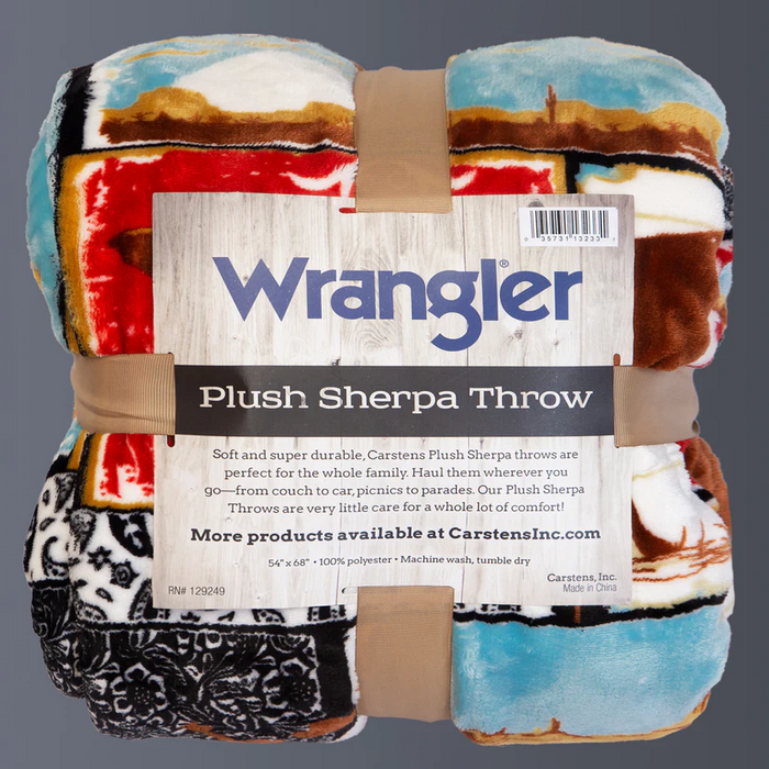 Carstens Vintage Western Plush Sherpa Throw Blanket
