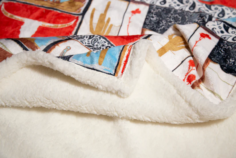 Carstens Vintage Western Plush Sherpa Throw Blanket