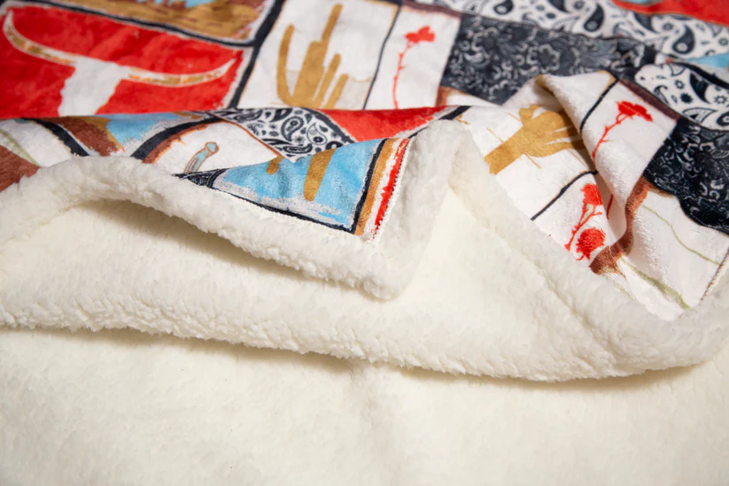 Carstens Vintage Western Plush Sherpa Throw Blanket