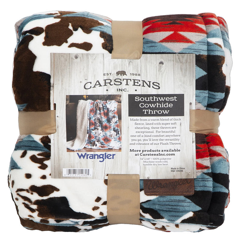 Carstens Southwest Cowhide Plush Sherpa Throw