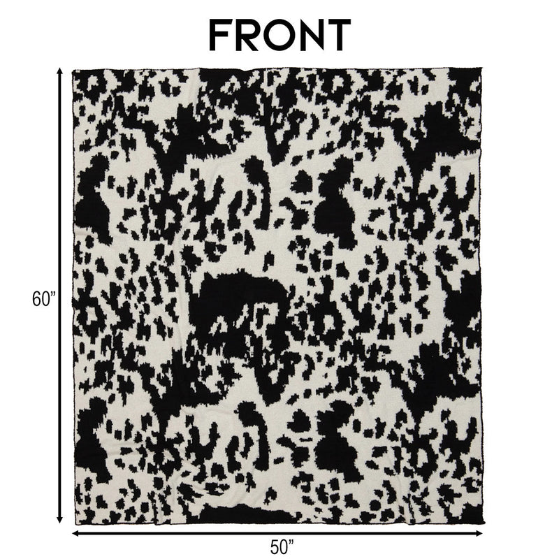 Carstens Black and White Cowhide Stretchy Throw