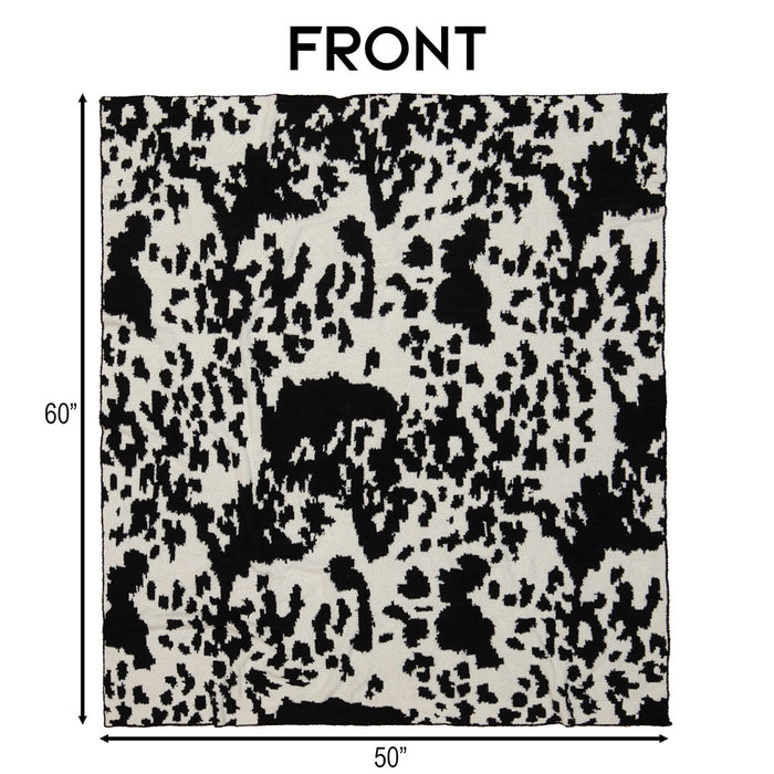 Carstens Black and White Cowhide Stretchy Throw