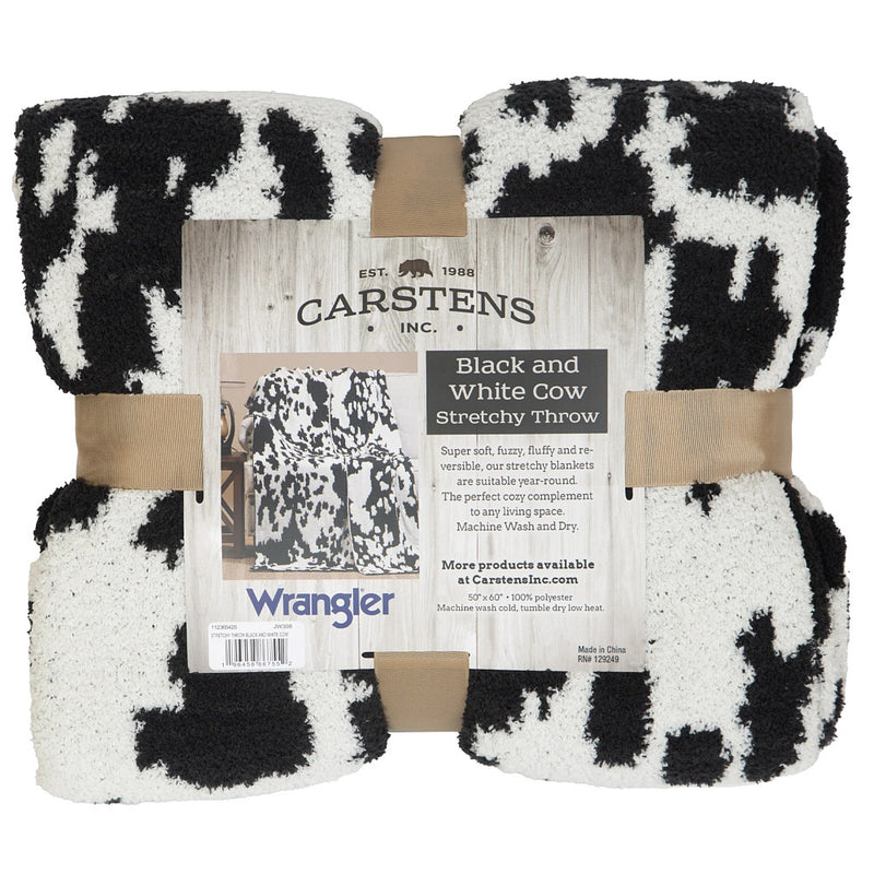 Carstens Black and White Cowhide Stretchy Throw