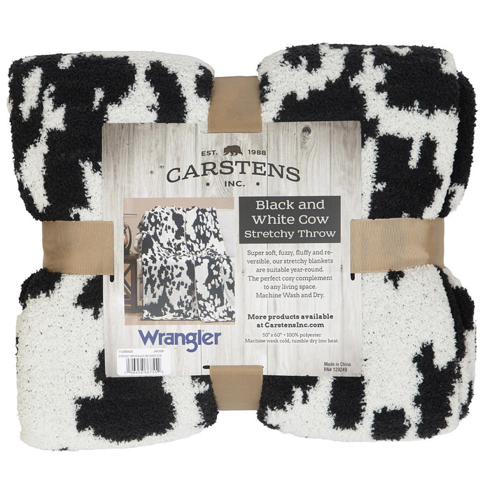 Carstens Black and White Cowhide Stretchy Throw