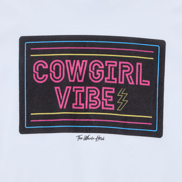 The Whole Herd Girl's Cowgirl Vibes White Tee