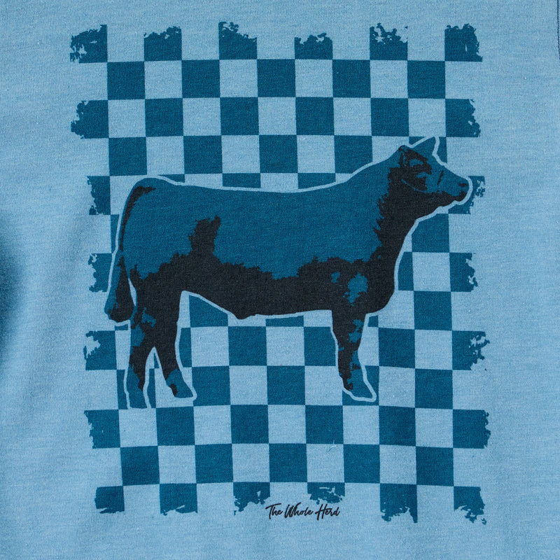 The Whole Herd Youth Checker Show Steer Tee