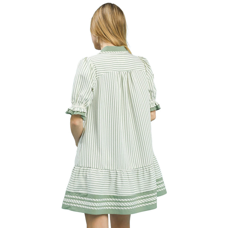 Umgee Usa Inc. Women's Sage Striped Contrast Mini Dress