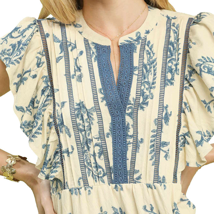 Umgee Usa Inc. Women's Blue Paisley Midi Dress