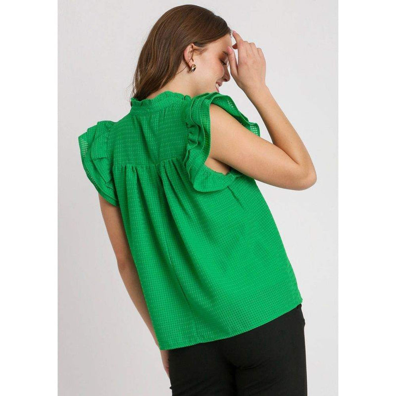 Umgee Usa Inc. Women's Green Ruffle Sleeve Top