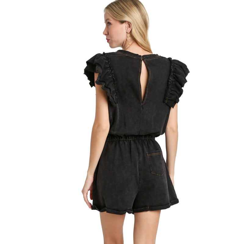 Umgee Usa Inc. Women's Ash Double Ruffle Sleeve Romper