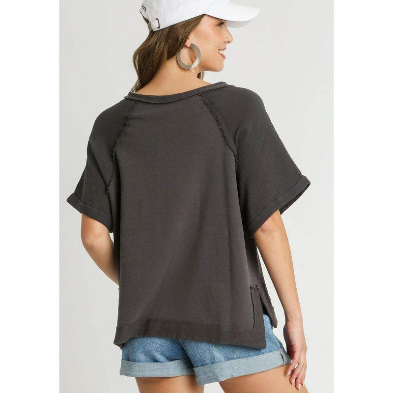 Umgee Usa Inc. Women's Charcoal French Terry Top