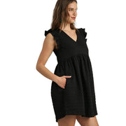 Umgee Usa Inc. Women's Black Jacquard Baby Doll Dress