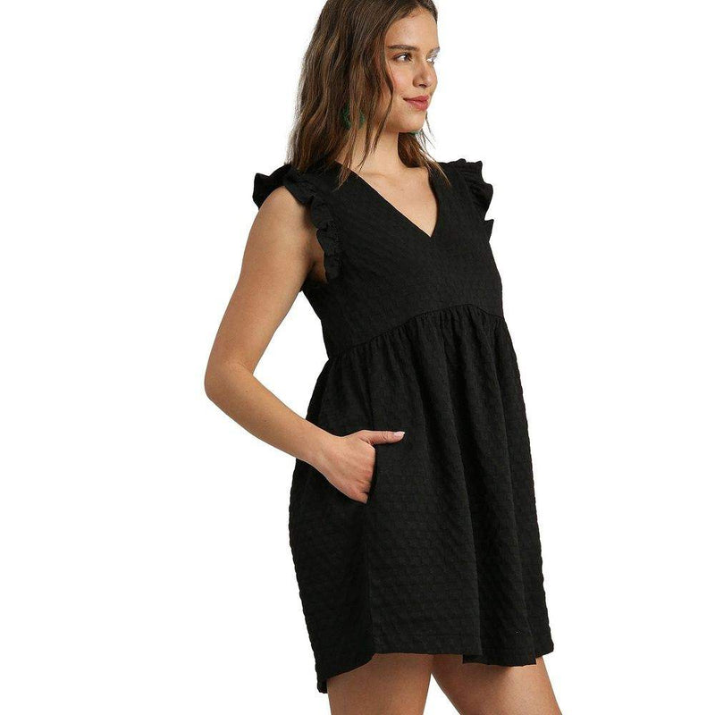 Umgee Usa Inc. Women's Black Jacquard Baby Doll Dress