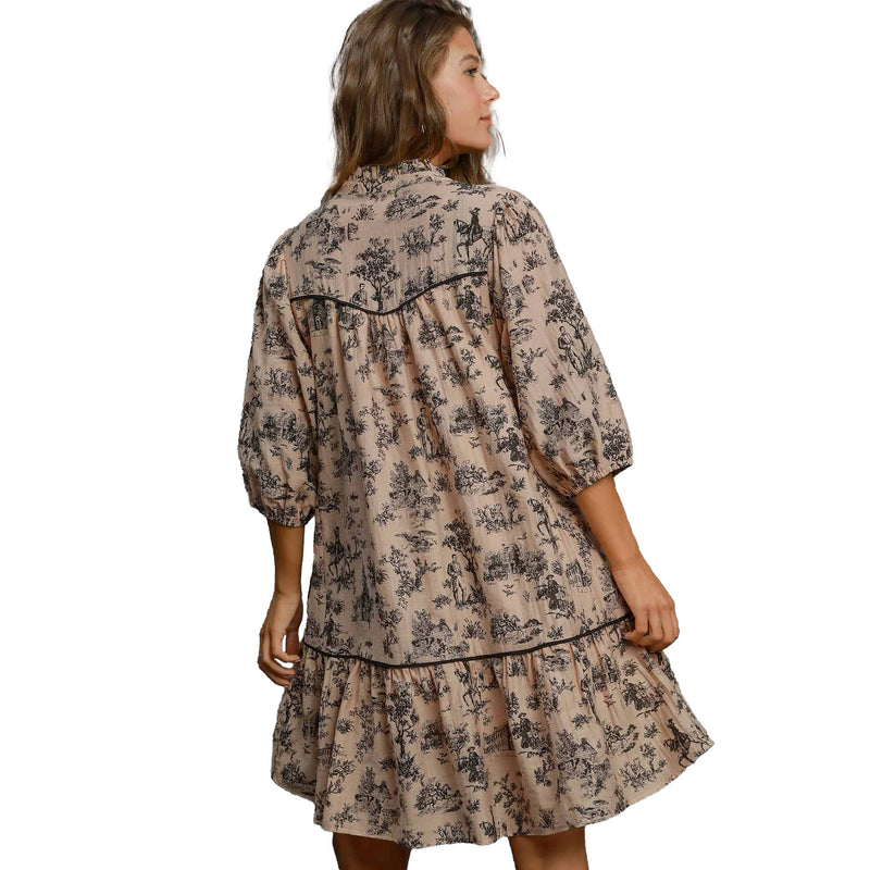 Umgee Usa Inc. Womens Taupe Print Mini Dress