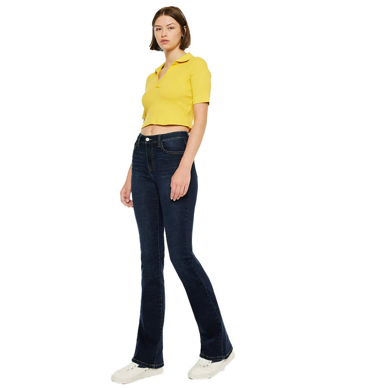 Kancan Women's Dark Wash High Rise Boot Cut Jean