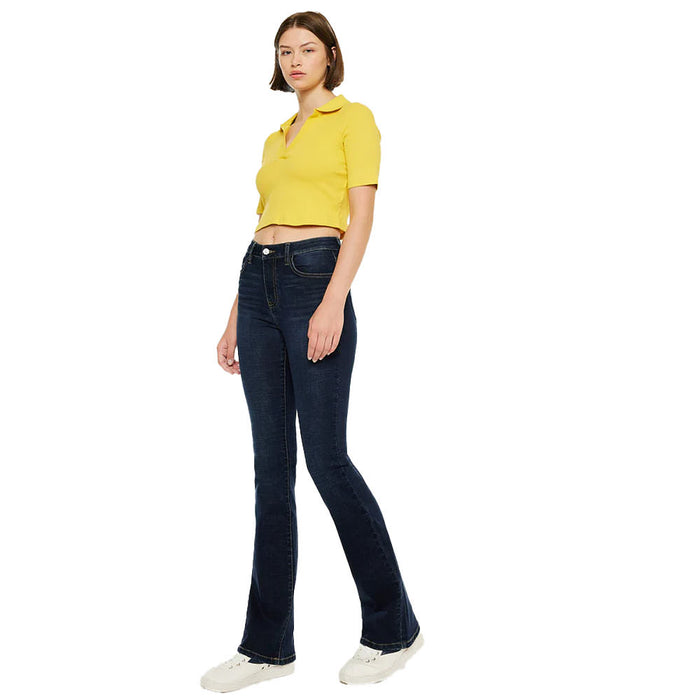 Kancan Women's Dark Wash High Rise Boot Cut Jean