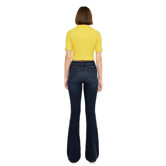 Kancan Women's Dark Wash High Rise Boot Cut Jean