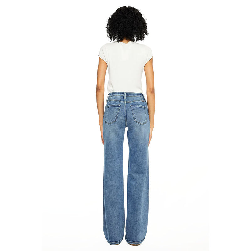 Kancan Women's Medium Wash 90's Flare Button Fly Jean