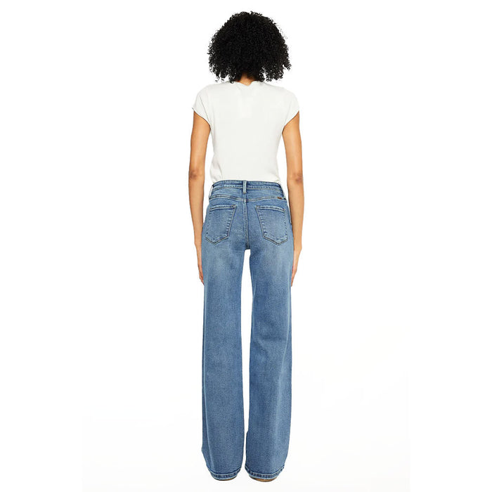 Kancan Women's Medium Wash 90's Flare Button Fly Jean