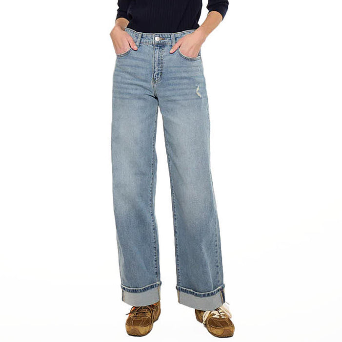 Kancan Women's Medium Wash Wide Leg Jean
