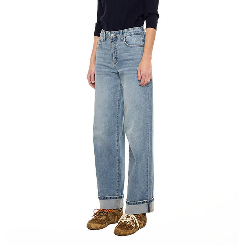 Kancan Women's Medium Wash Wide Leg Jean