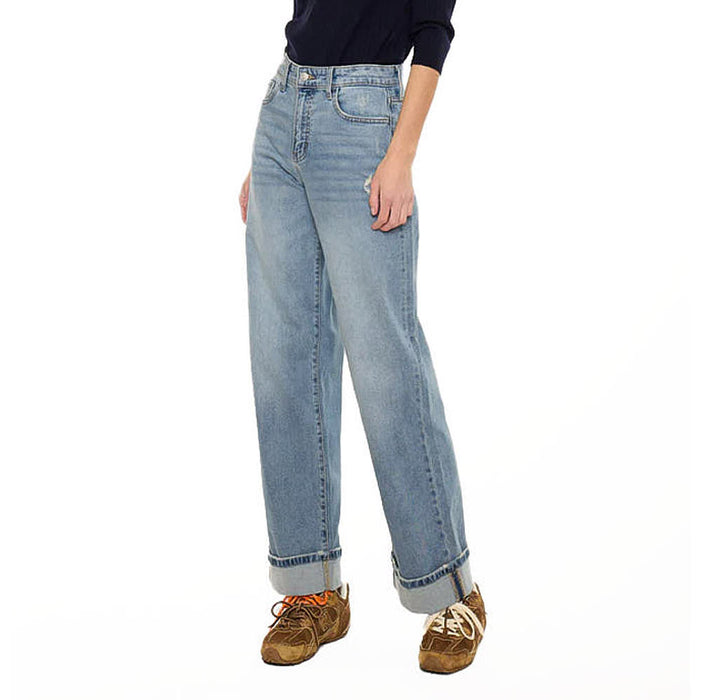 Kancan Women's Medium Wash Wide Leg Jean