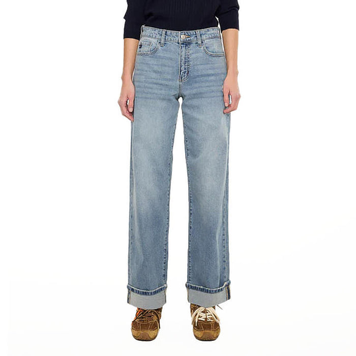 Kancan Women's Medium Wash Wide Leg Jean