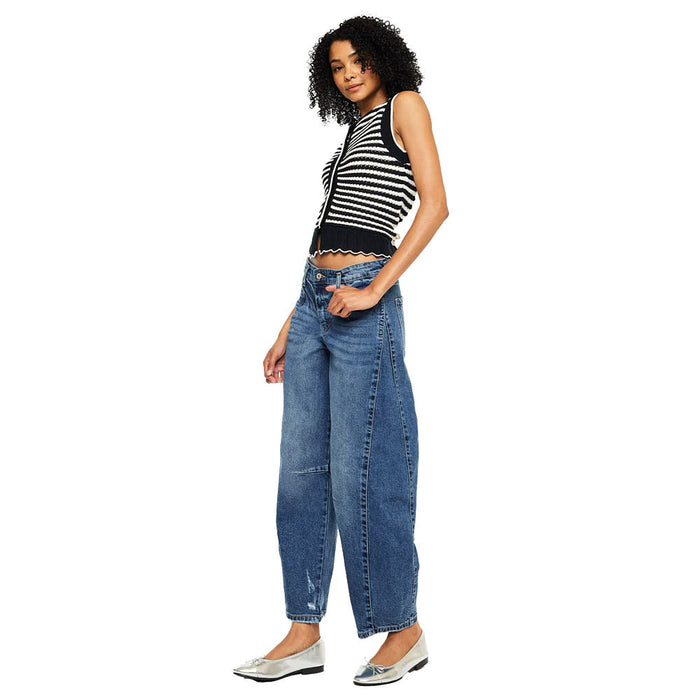 Kancan Women's Dark Low Slung Horseshoe Fit Jean