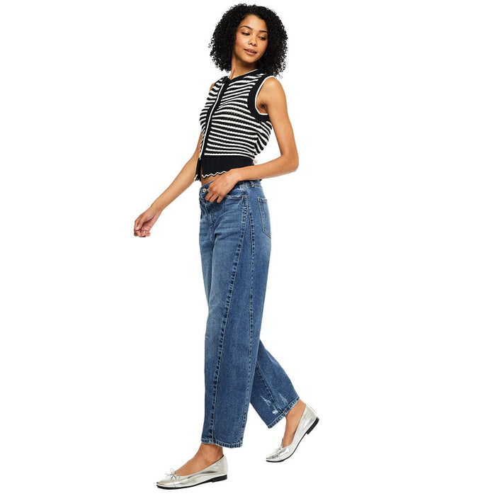Kancan Women's Dark Low Slung Horseshoe Fit Jean