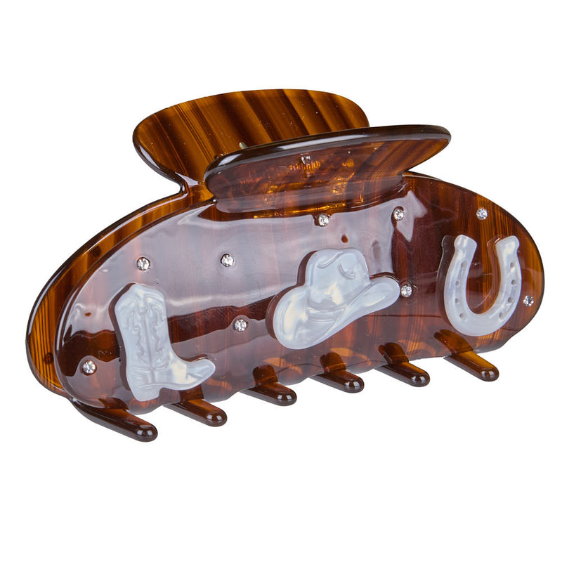 Kenzkustomz Brown Cowgirl Charm Hair Clip