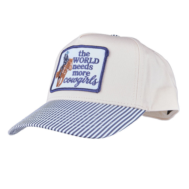 Kenzkustomz The World Needs More Cowgirls Blue Striped Cap
